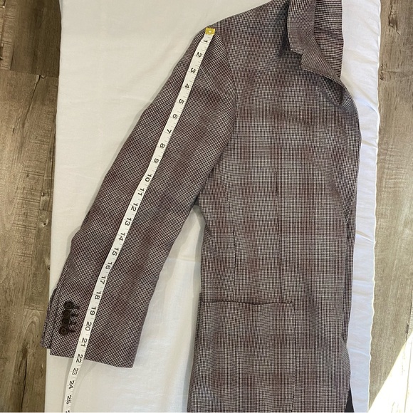 United Arrows men's tan & red "shadow" check flannel blazer, JP 44 (US 34S) - Picture 9 of 12